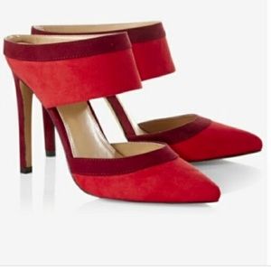 Express red backless heels